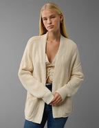 AE 開口正面鬆緊針織開襟冷衫