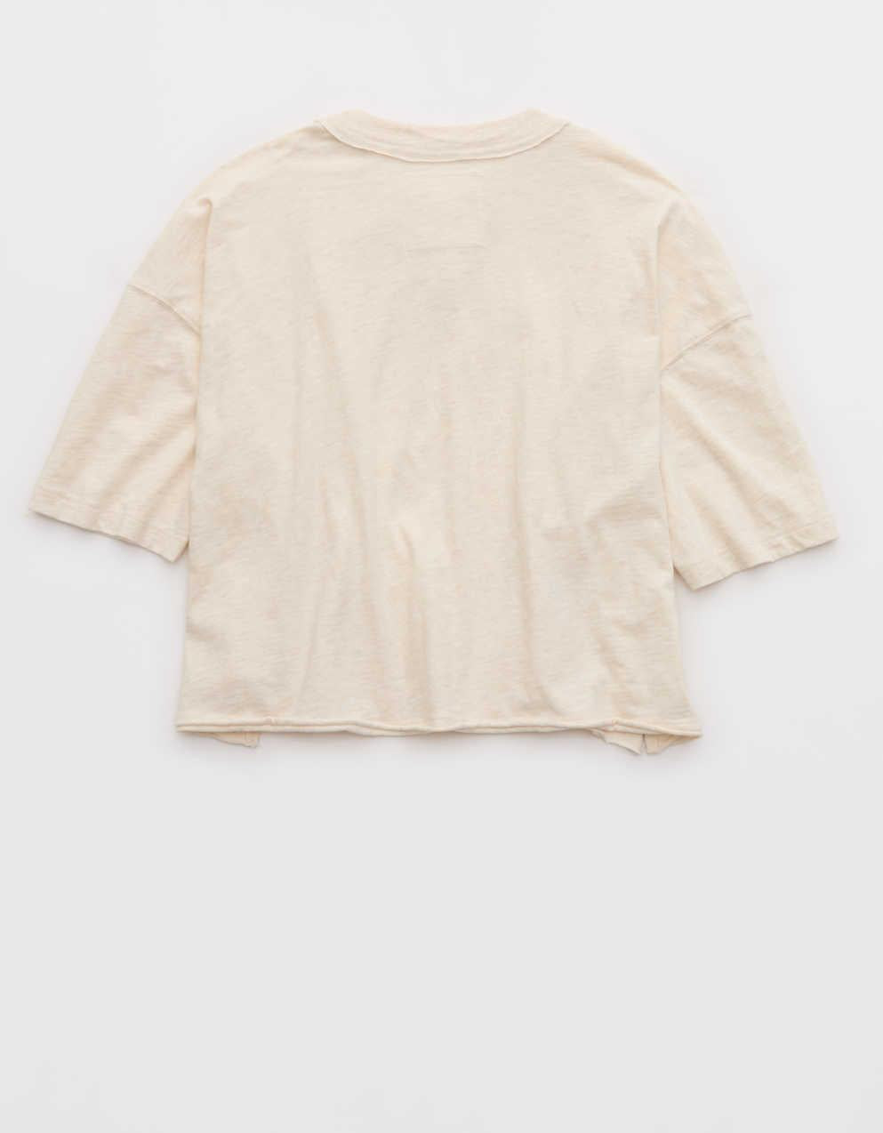Aerie Remix Henley Cropped T-Shirt