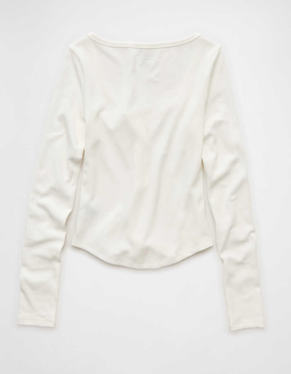 AE Waffle Long Sleeve Button-Up Tee