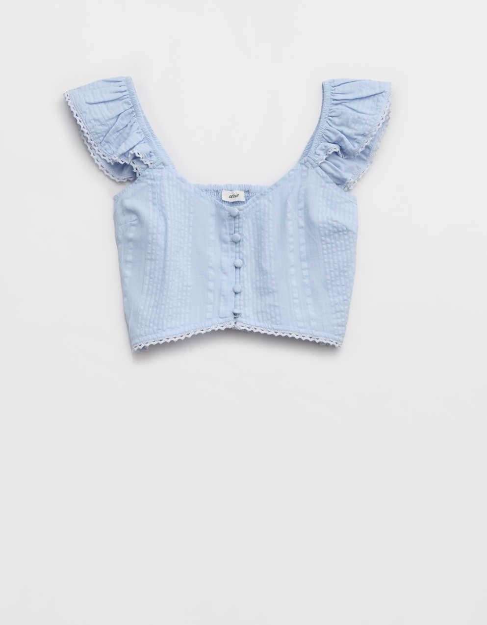 Aerie Cropped Seersucker Tank Top