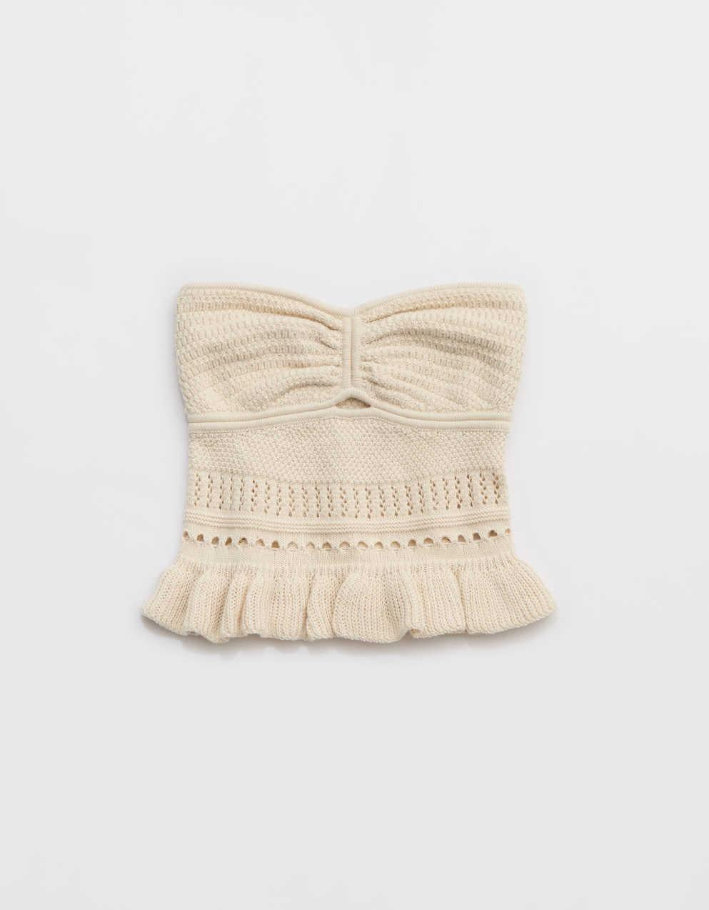 Aerie 荷葉邊針織 Tube Top