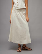 AE 亞麻混紡長款半身裙