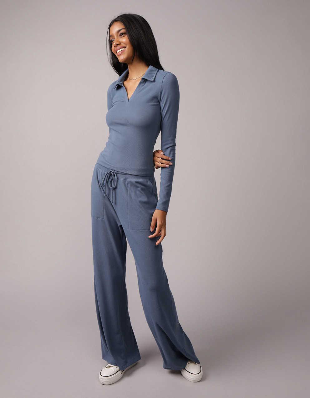 AE Long-Sleeve Plush Polo T-Shirt