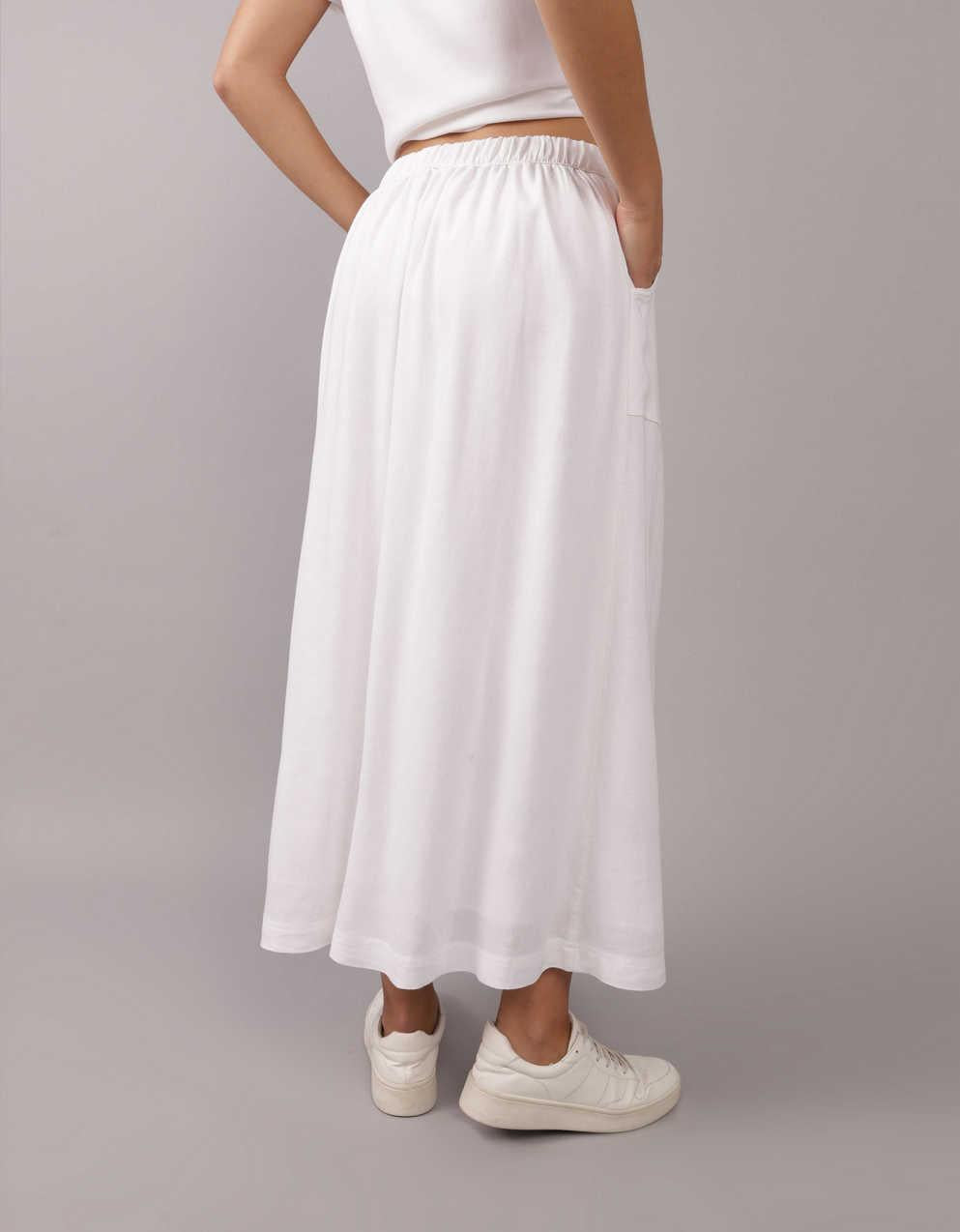 AE Button Front Midi Skirt