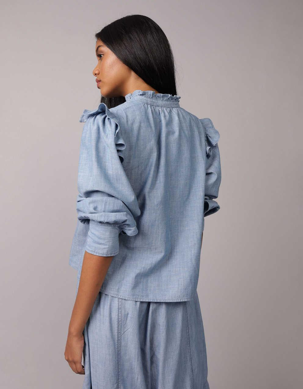 AE Ruffle Denim Blouse