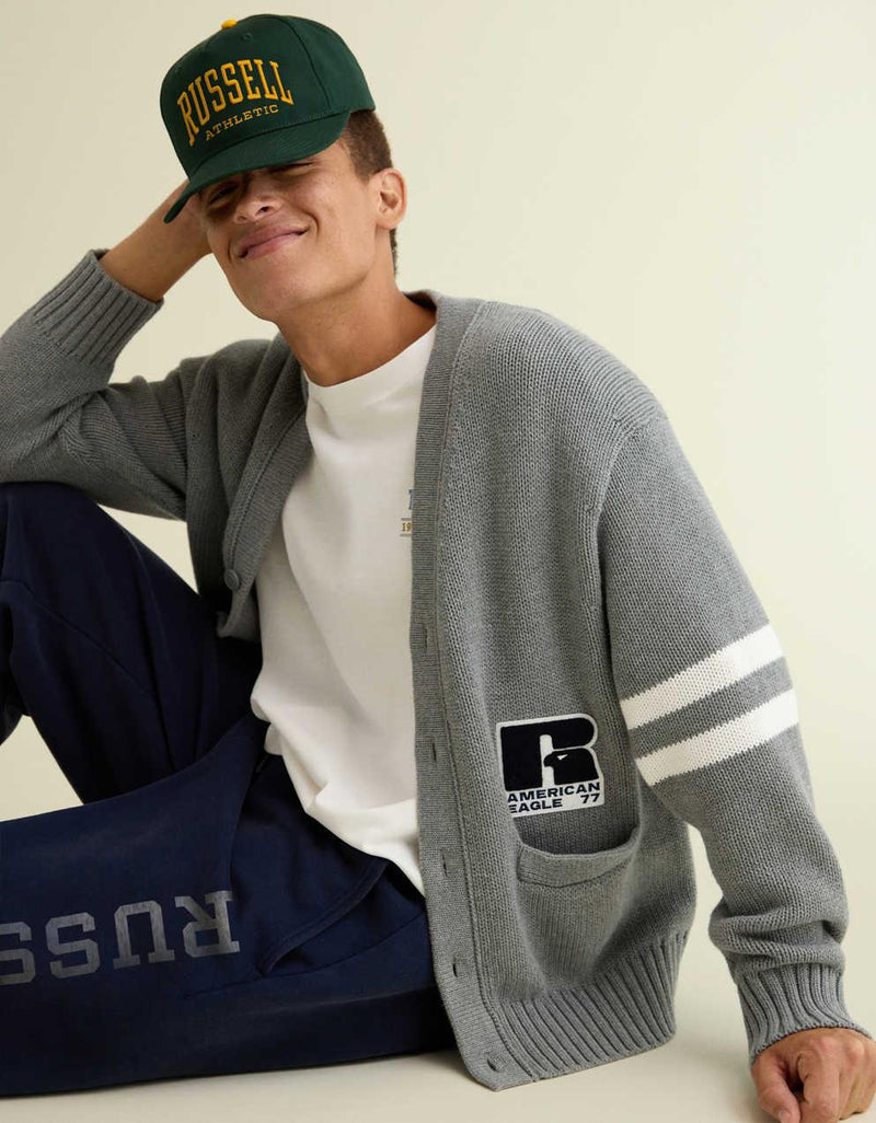 AE x Russell Athletic大學開襟毛衣