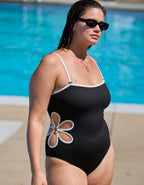 Aerie Daisy Bandeau Full Coverage Ribbed One Piece Swimsuit