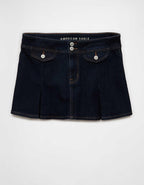 AE Stretch Low-Rise A-Line Pleated Mini Skirt