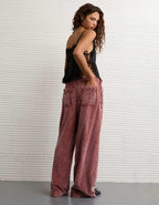 AE Stretch Corduroy Low-Rise Baggy Wide-Leg Pant
