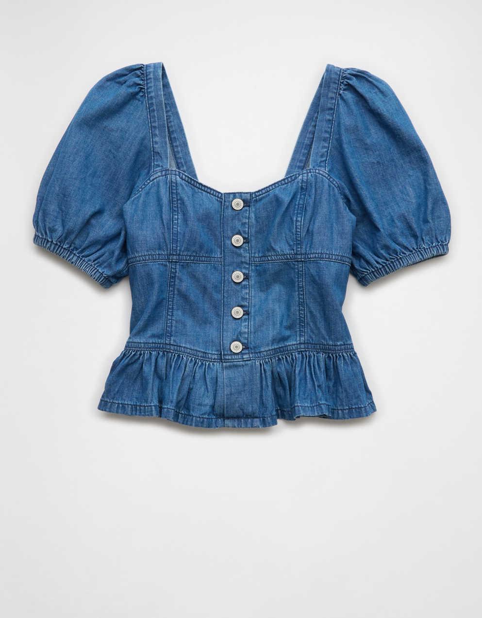 AE Denim Puff Sleeve Shirt