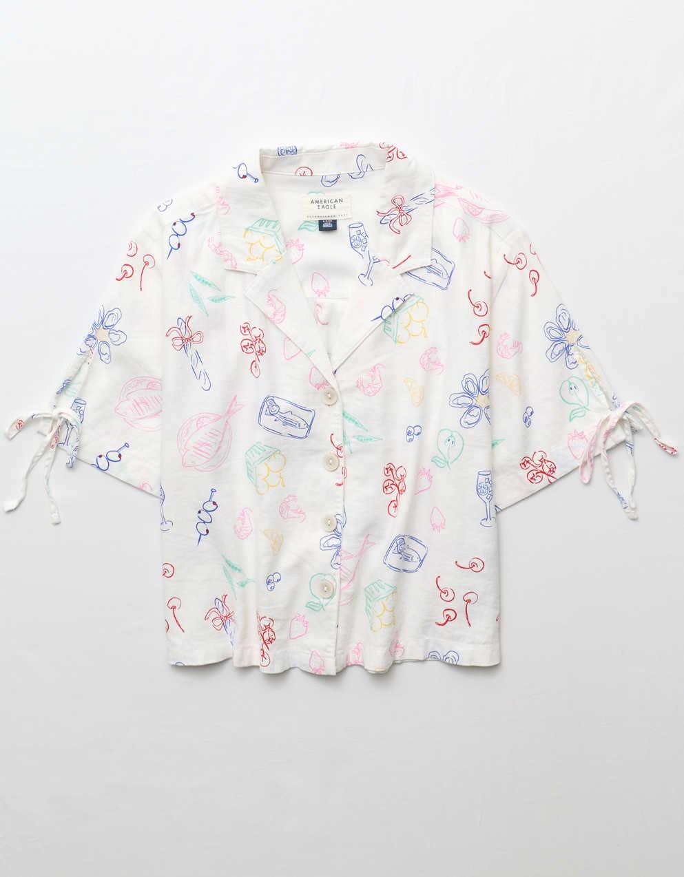 AE Linen-Blend Button-Up Shirt