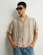AE Poolside 亞麻混紡條子鈕扣恤衫