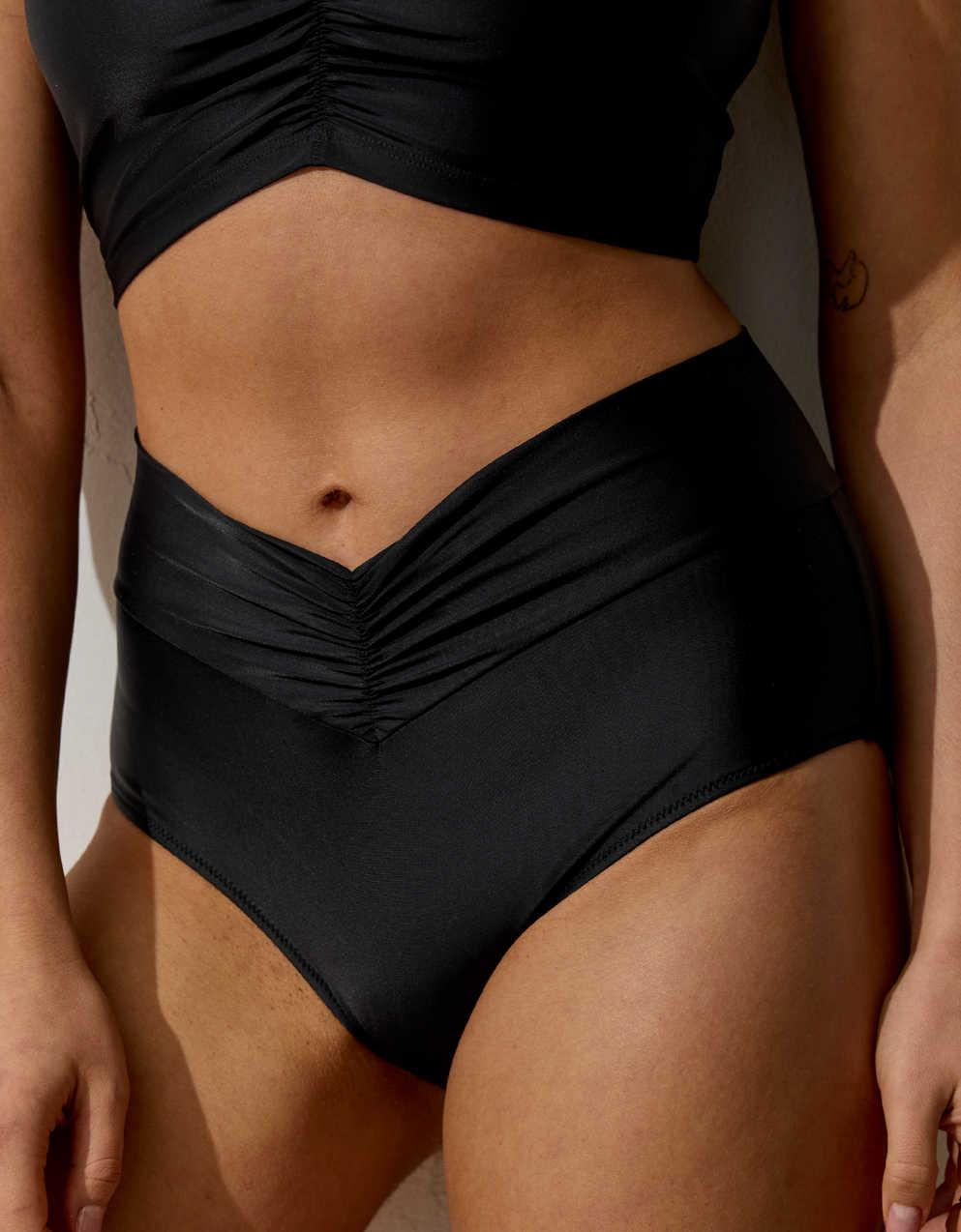 Aerie Ruched High Waisted Full Coverage Bikini Bottom