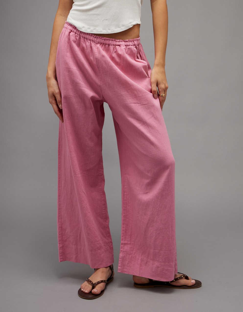 AE Linen-Blend Wide-Leg Pant
