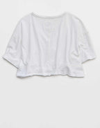 Aerie Happiest Cropped V Neck T-Shirt