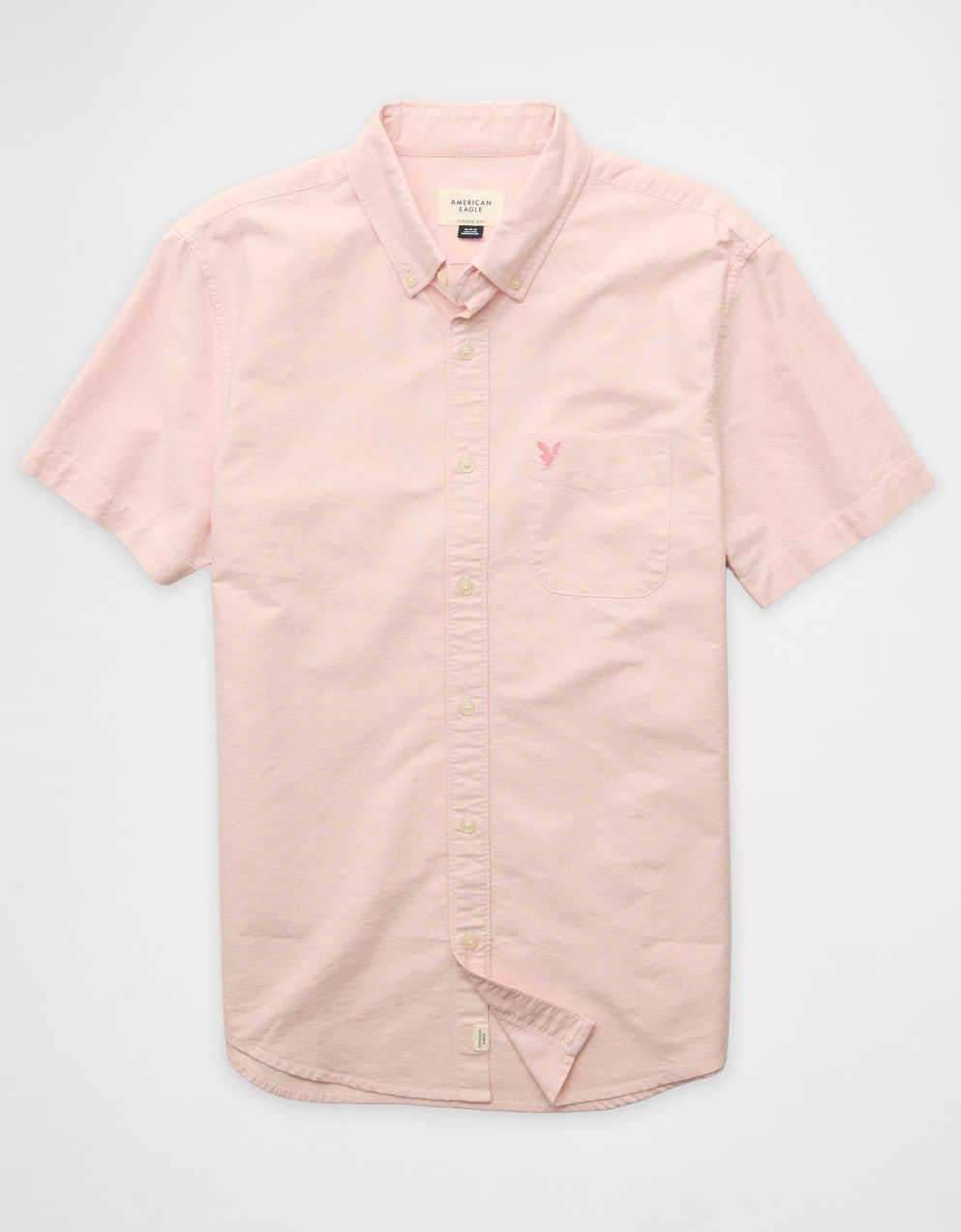 AE Short-Sleeve Slim Fit Button-Up Shirt