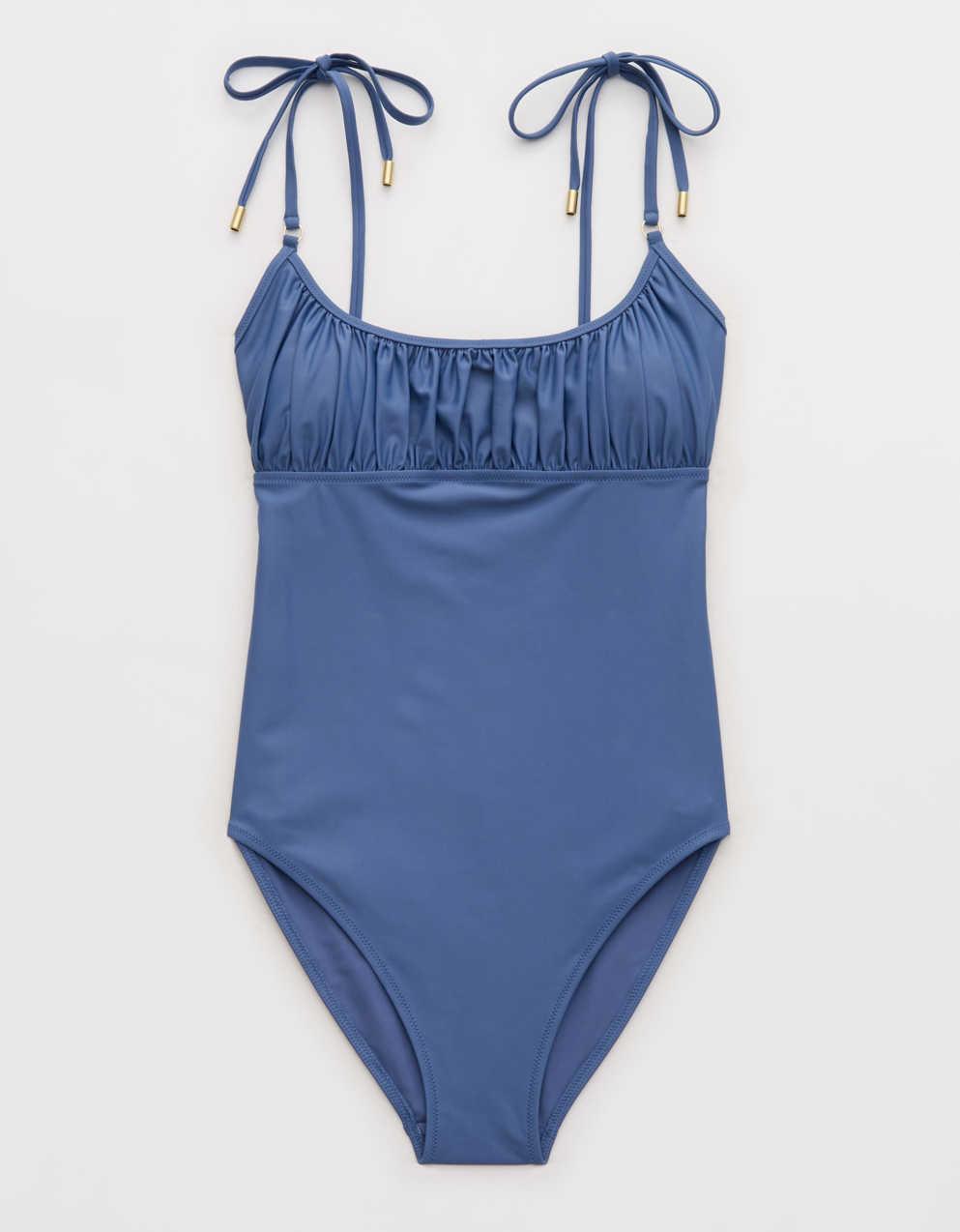 Aerie 褶襇全覆蓋短版連身泳衣