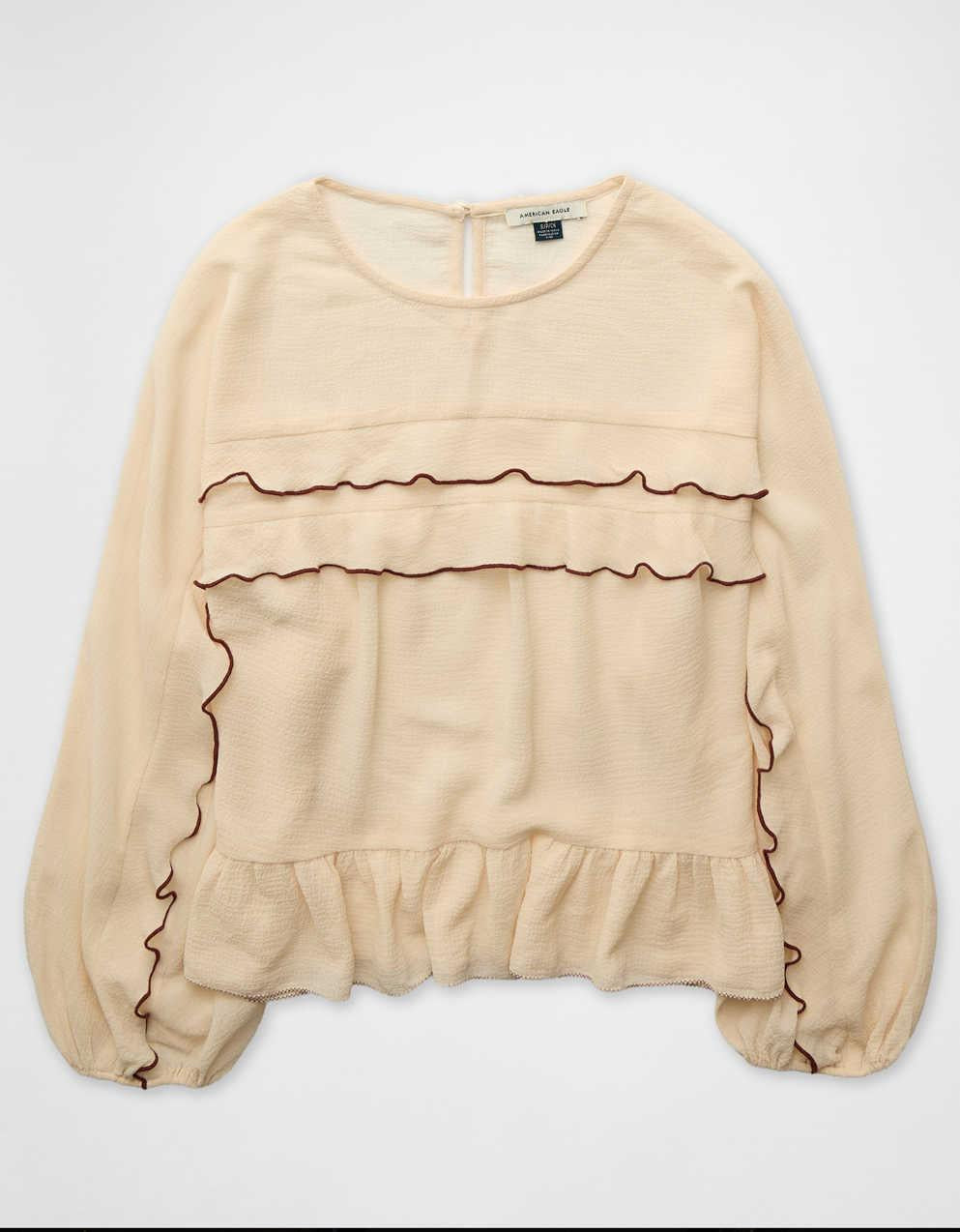 AE Ruffled Long Sleeve Blouse