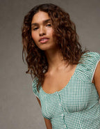 AE Cap-Sleeve Button-Up Top