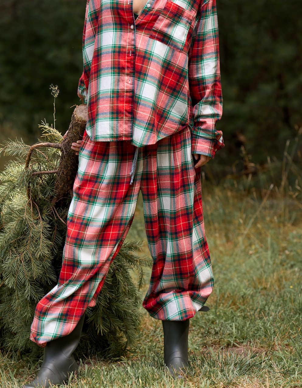 Aerie Checked Out Flannel Wide Leg Pant