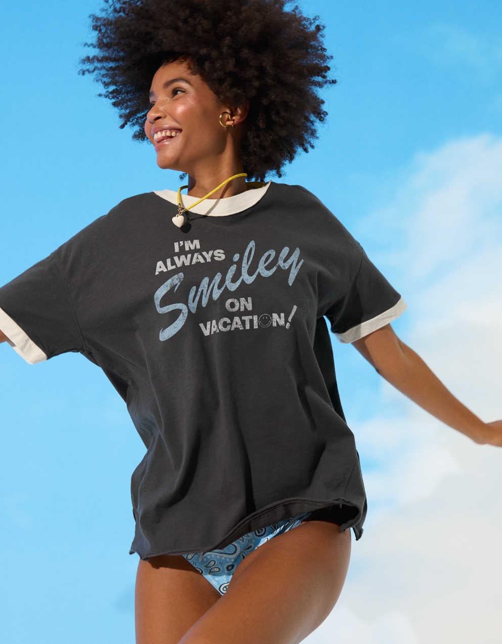 Aerie | Smiley® 超寬鬆男友 T 恤