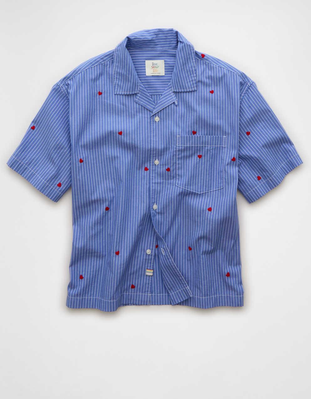 AE Pride Poolside 刺繡條紋鈕扣恤衫