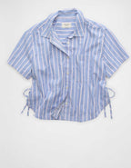 AE Short-Sleeve Side-Tie Button-Up Shirt