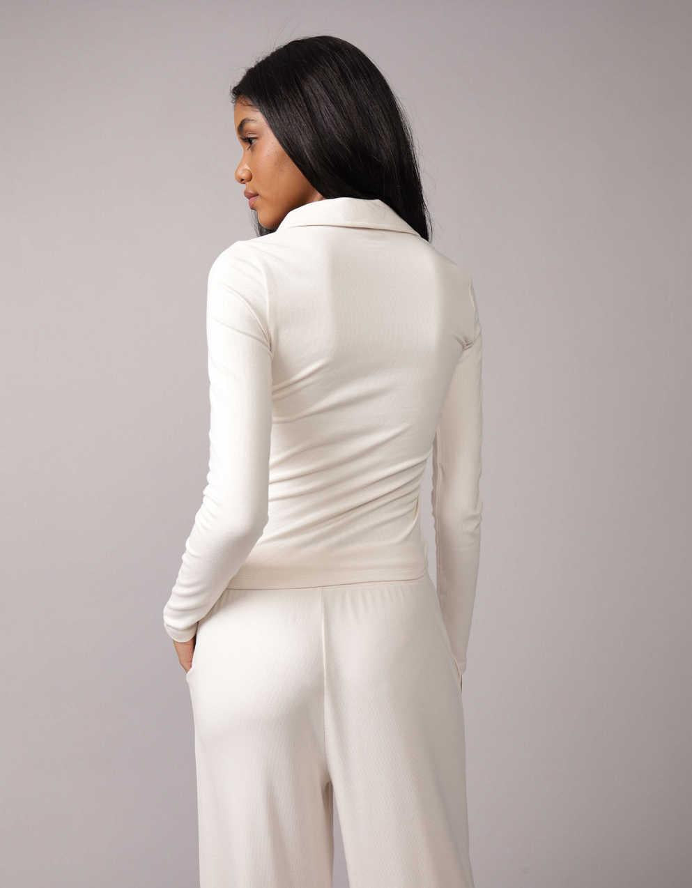 AE Long-Sleeve Plush Polo T-Shirt
