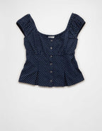 AE Cap-Sleeve Button-Up Top