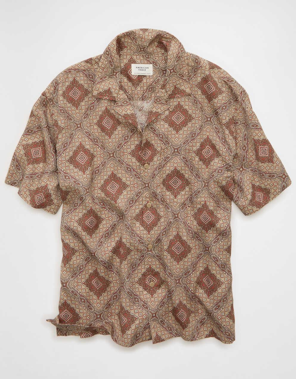 AE Relaxed Fit Camp Collar Button-Up Shirt