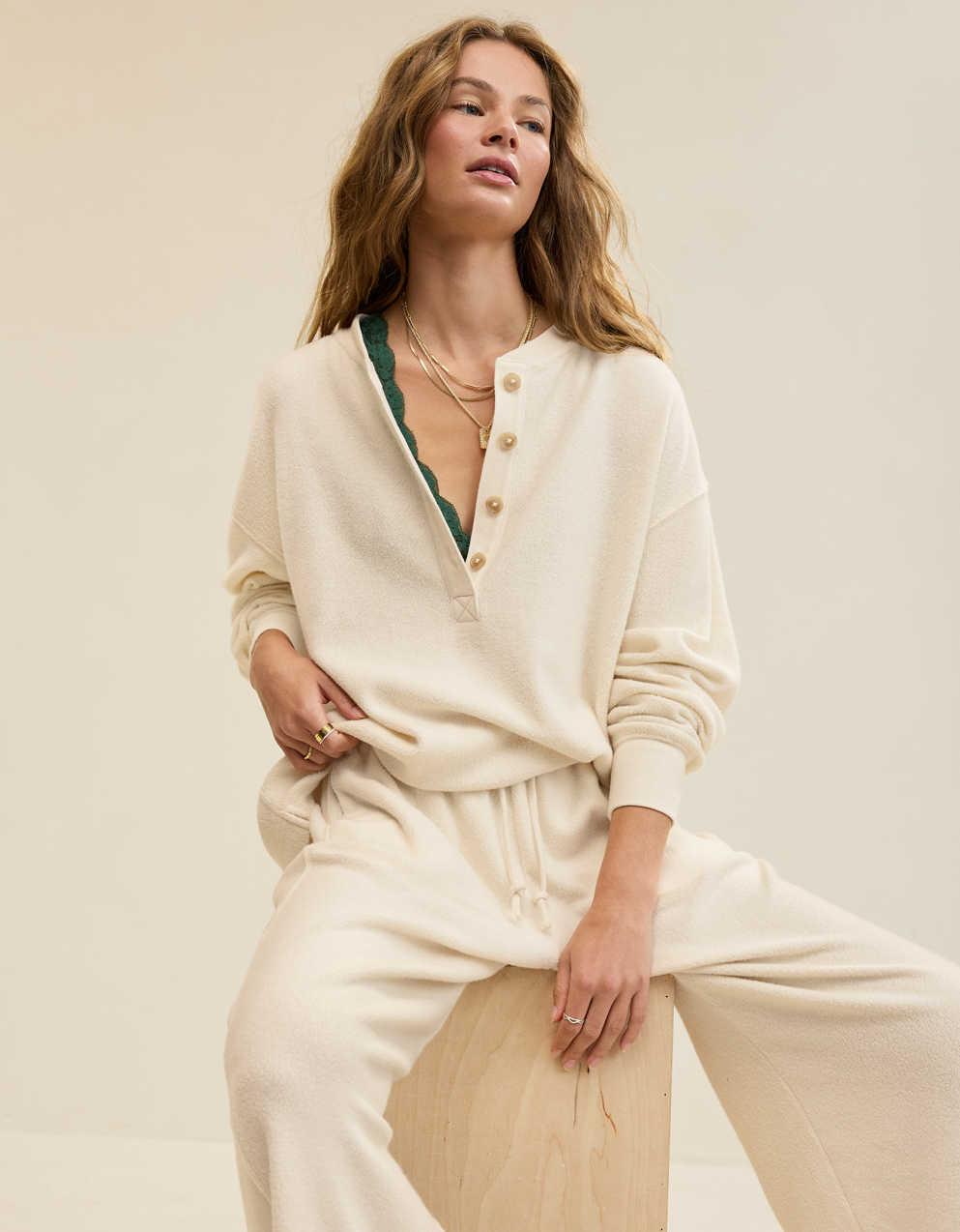 Aerie Sherpa Henley Sweatshirt