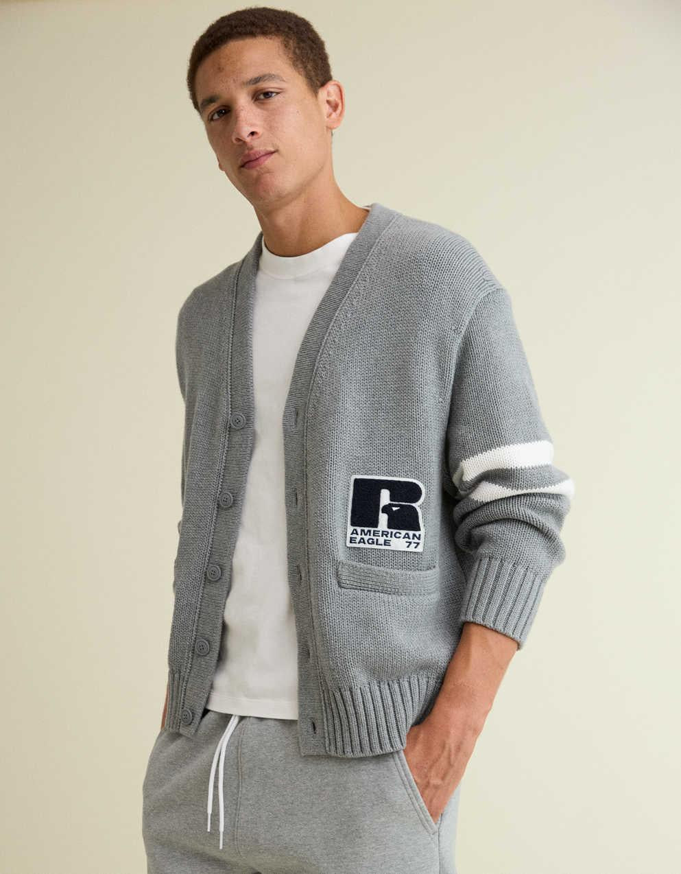 AE x Russell Athletic大學開襟毛衣