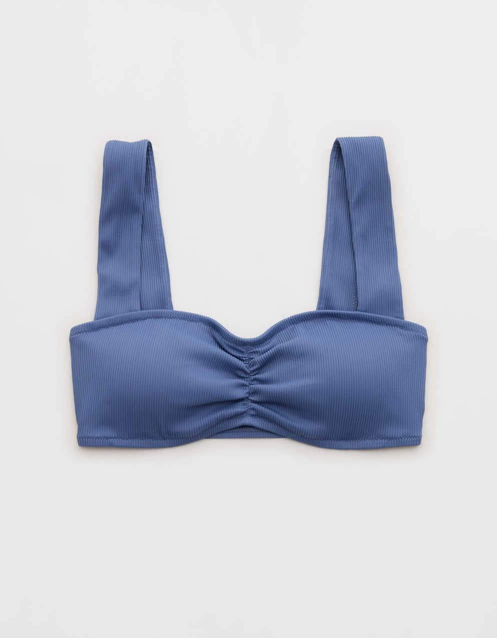 Aerie Ruched Wide Strap Bandeau Bikini Top