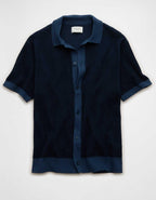 AE Striped Button-Up Sweater Polo
