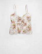 AE Tie Front Embroidered Tank Top