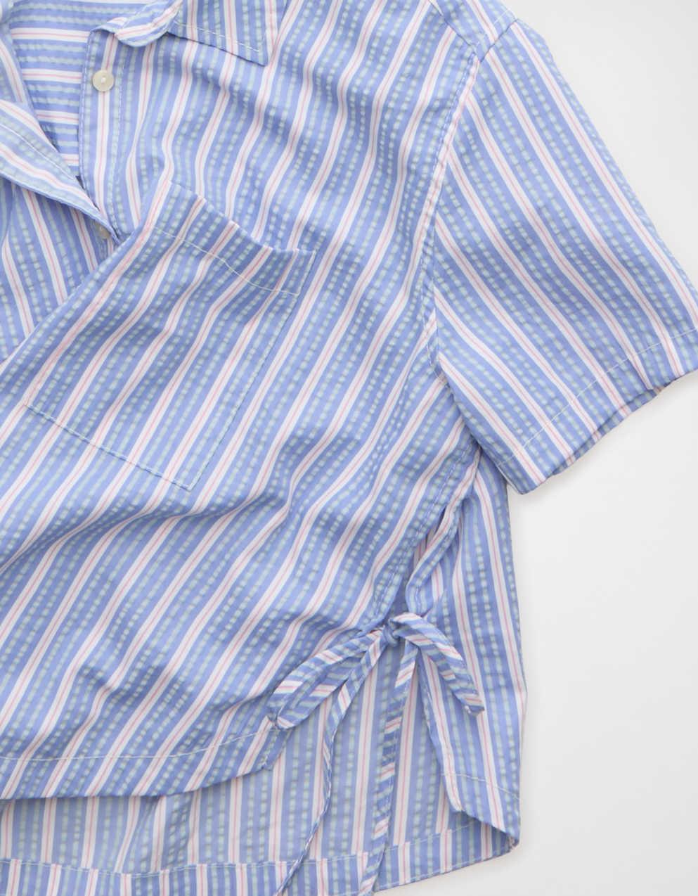 AE Short-Sleeve Side-Tie Button-Up Shirt