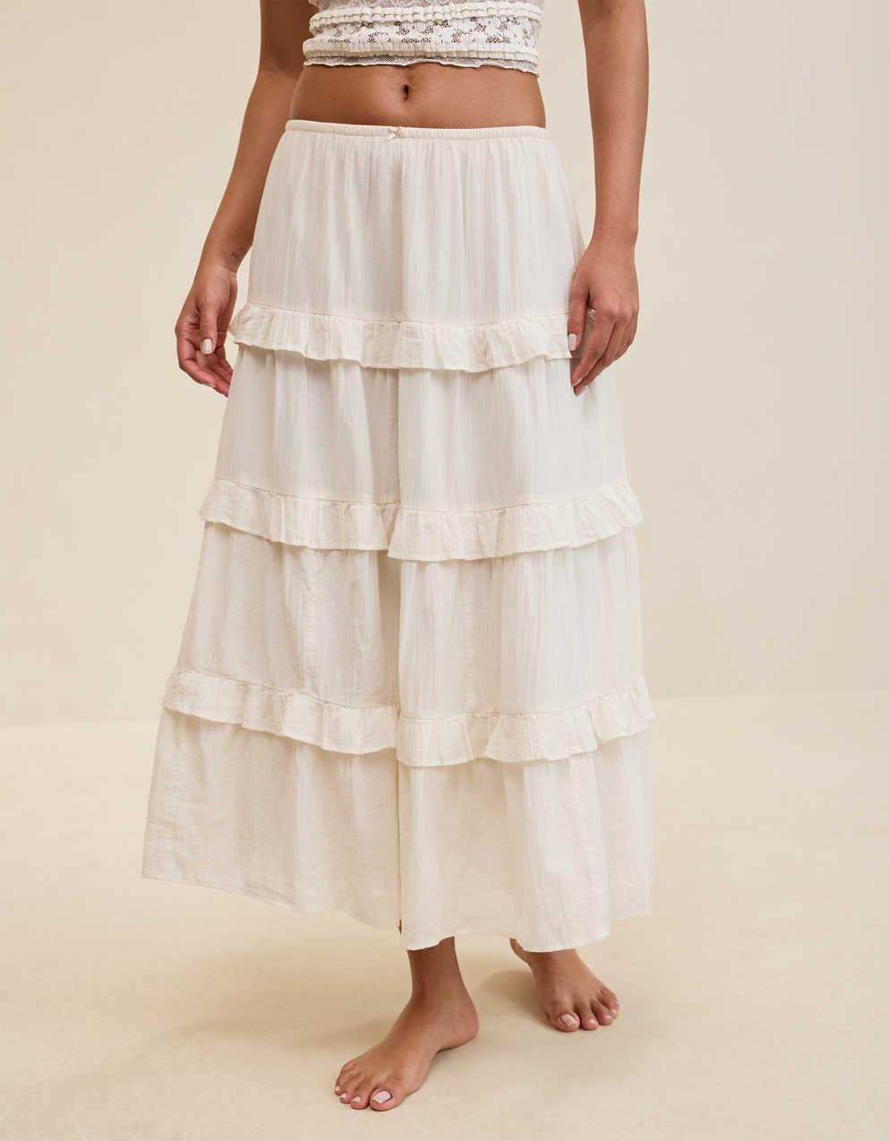 Aerie Ready To Ruffle Tiered Midaxi Skirt