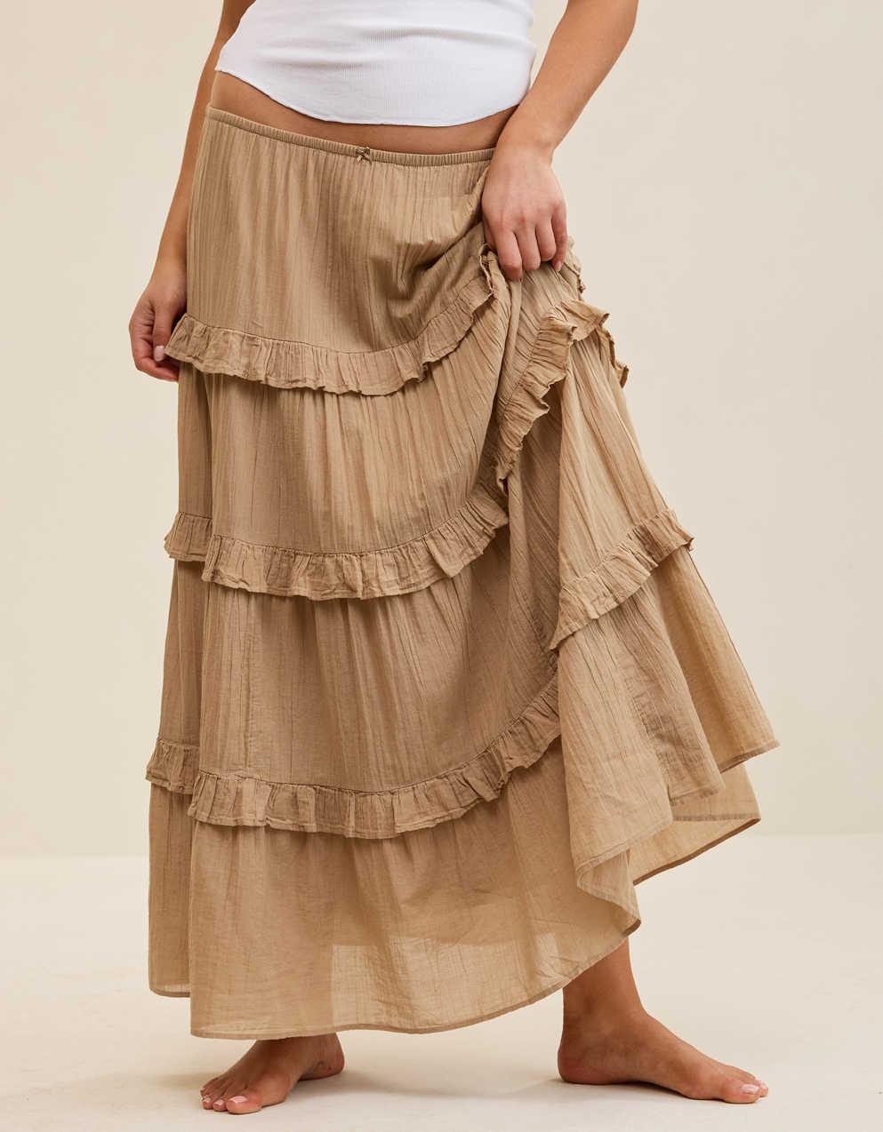 Aerie Ready To Ruffle Tiered Midaxi Skirt