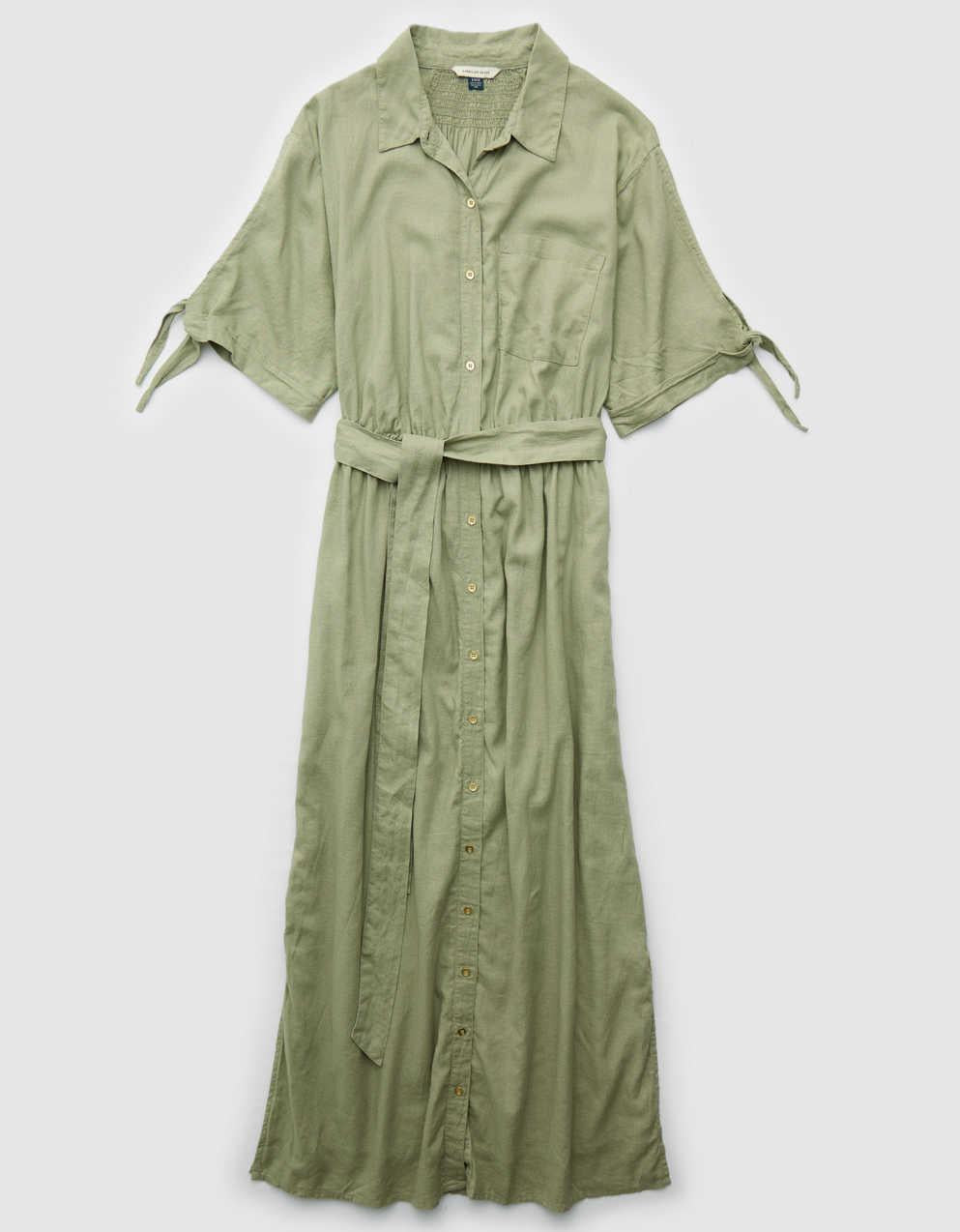 AE Short-Sleeve Midi Shirt Dress