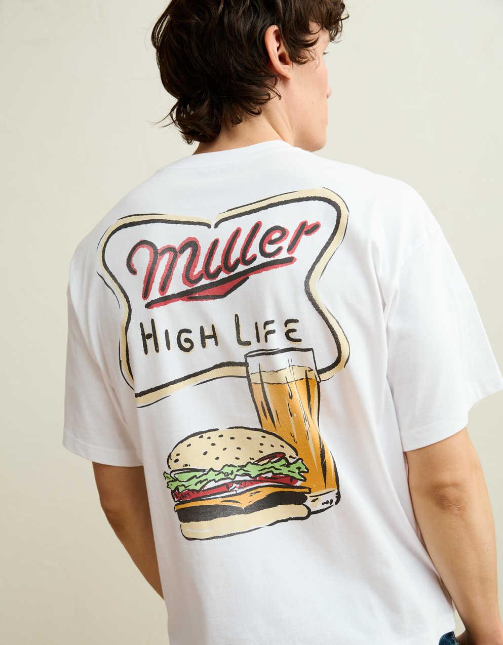 AE 寬鬆短身 Miller 啤酒圖案印花 T 恤