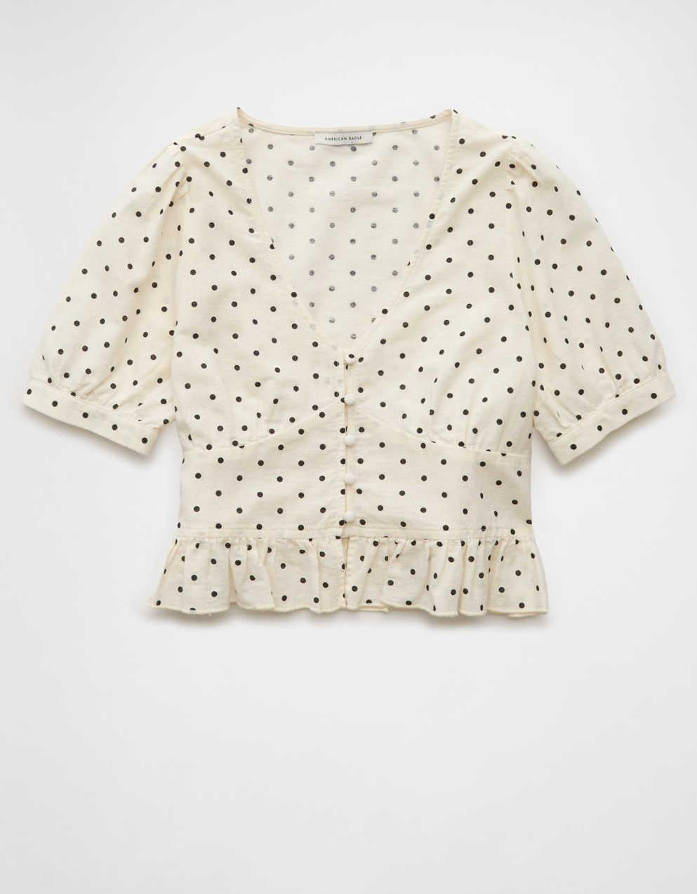 AE V-Neck Puff Sleeve Corset Shirt