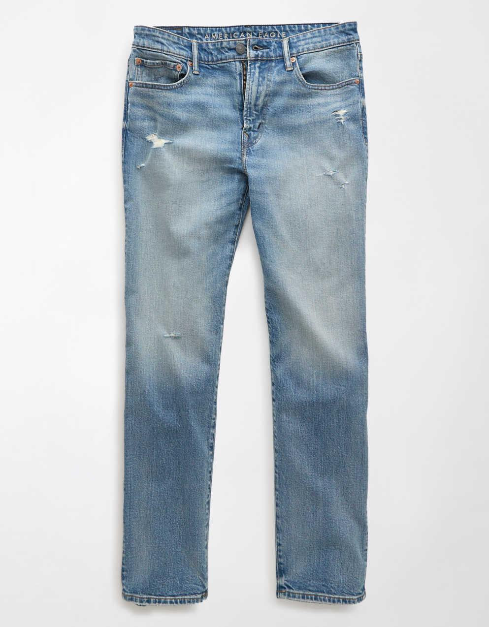 AE EasyFlex +TENCEL™ 纖維布料破洞修身直筒牛仔褲