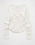 AE Waffle Long Sleeve Button-Up Tee