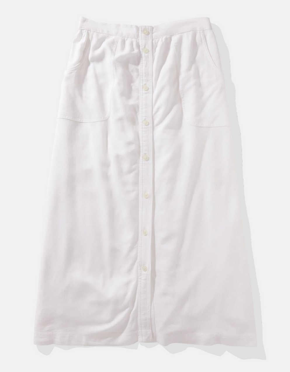 AE Button Front Midi Skirt