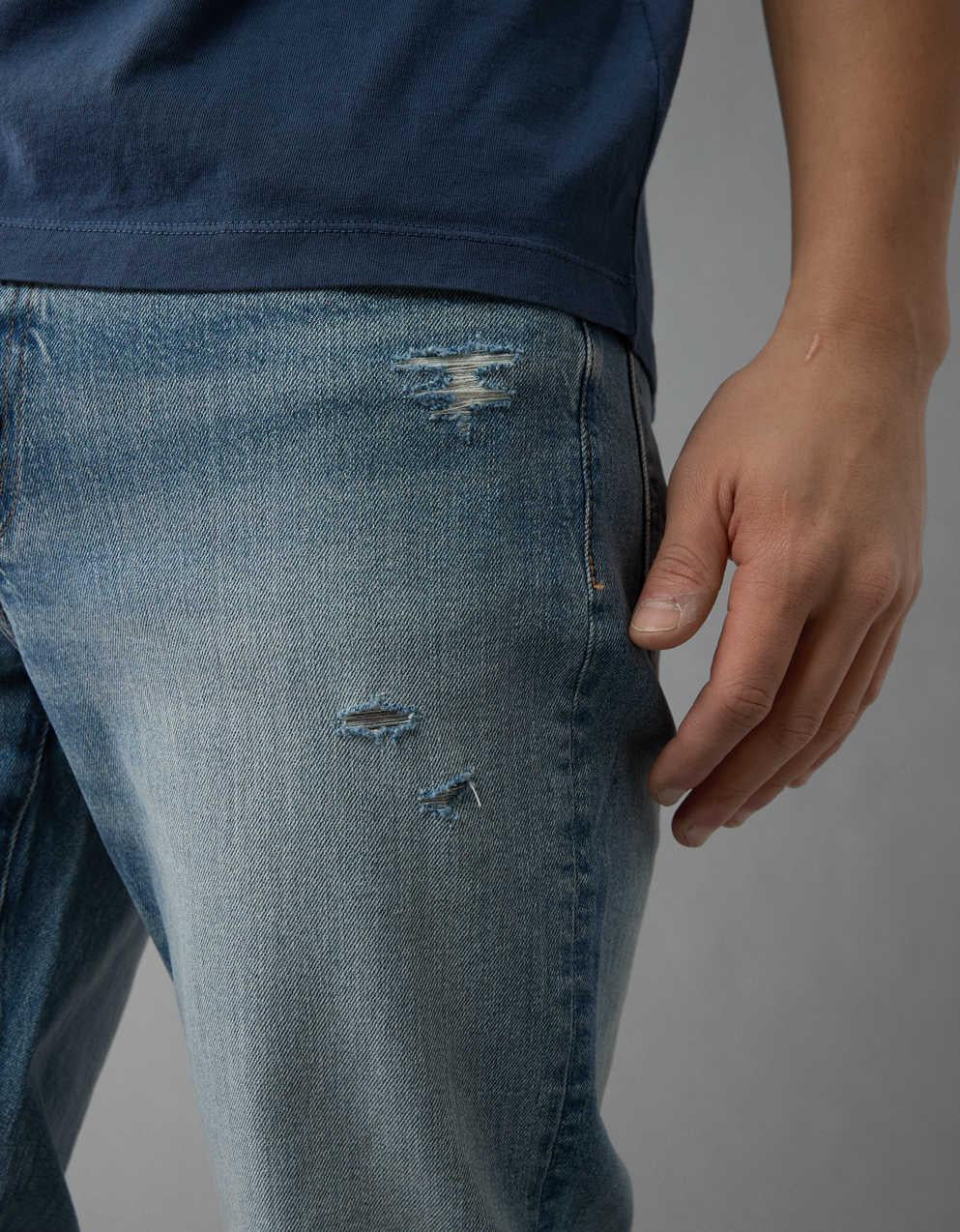 AE EasyFlex +TENCEL™ 纖維布料破洞修身直筒牛仔褲