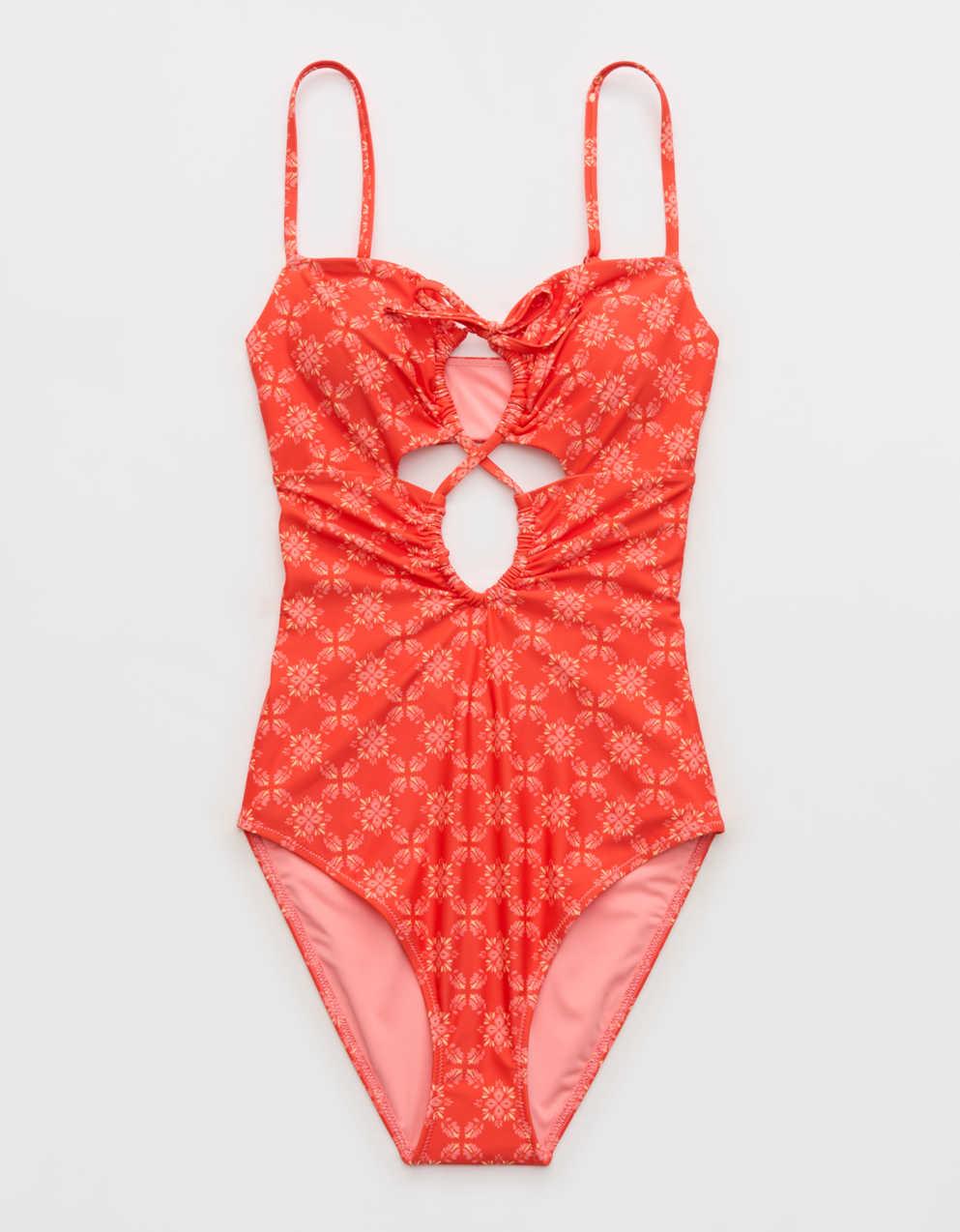 Aerie 荷葉邊剪裁全覆蓋一件式泳裝