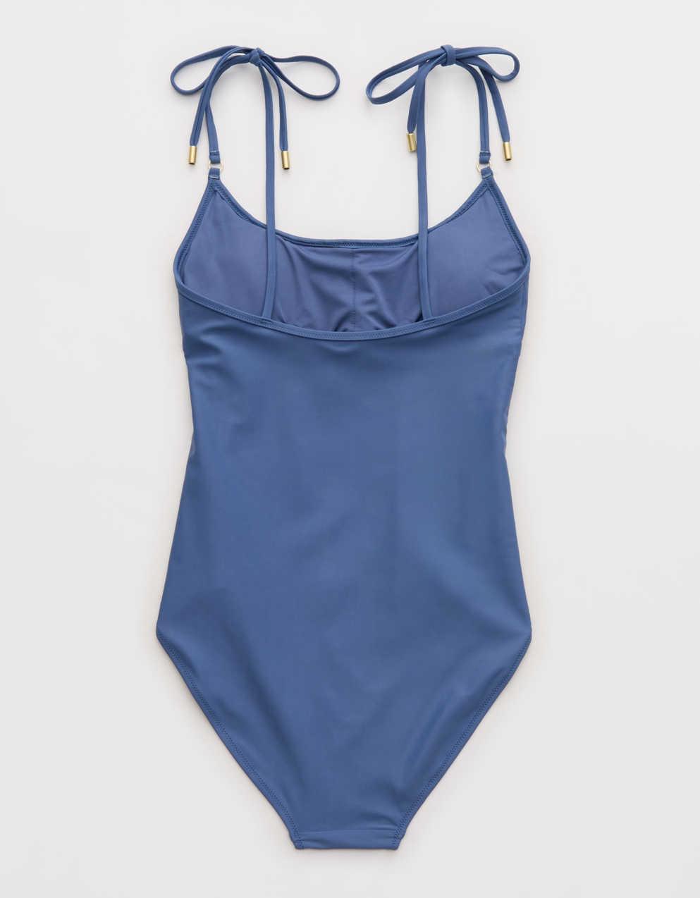 Aerie 褶襇全覆蓋短版連身泳衣