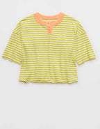 Aerie Remix Henley Cropped T-Shirt